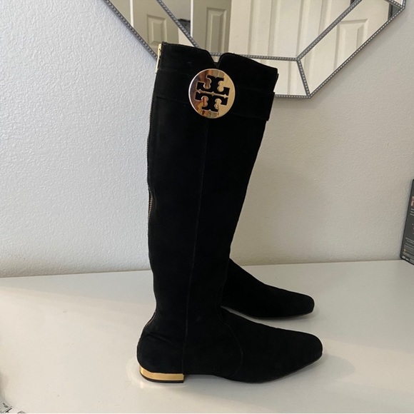 Tory Burch Black Suede Knee-High Boots - Picture 5 of 8